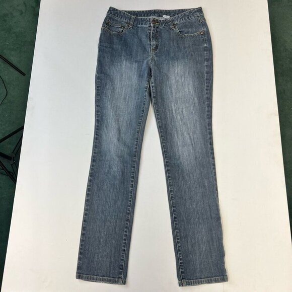 Jeanology Womens Straight Leg Jeans Blue Stretch Medium Wash Mid Rise Denim 8 - Picture 1 of 10